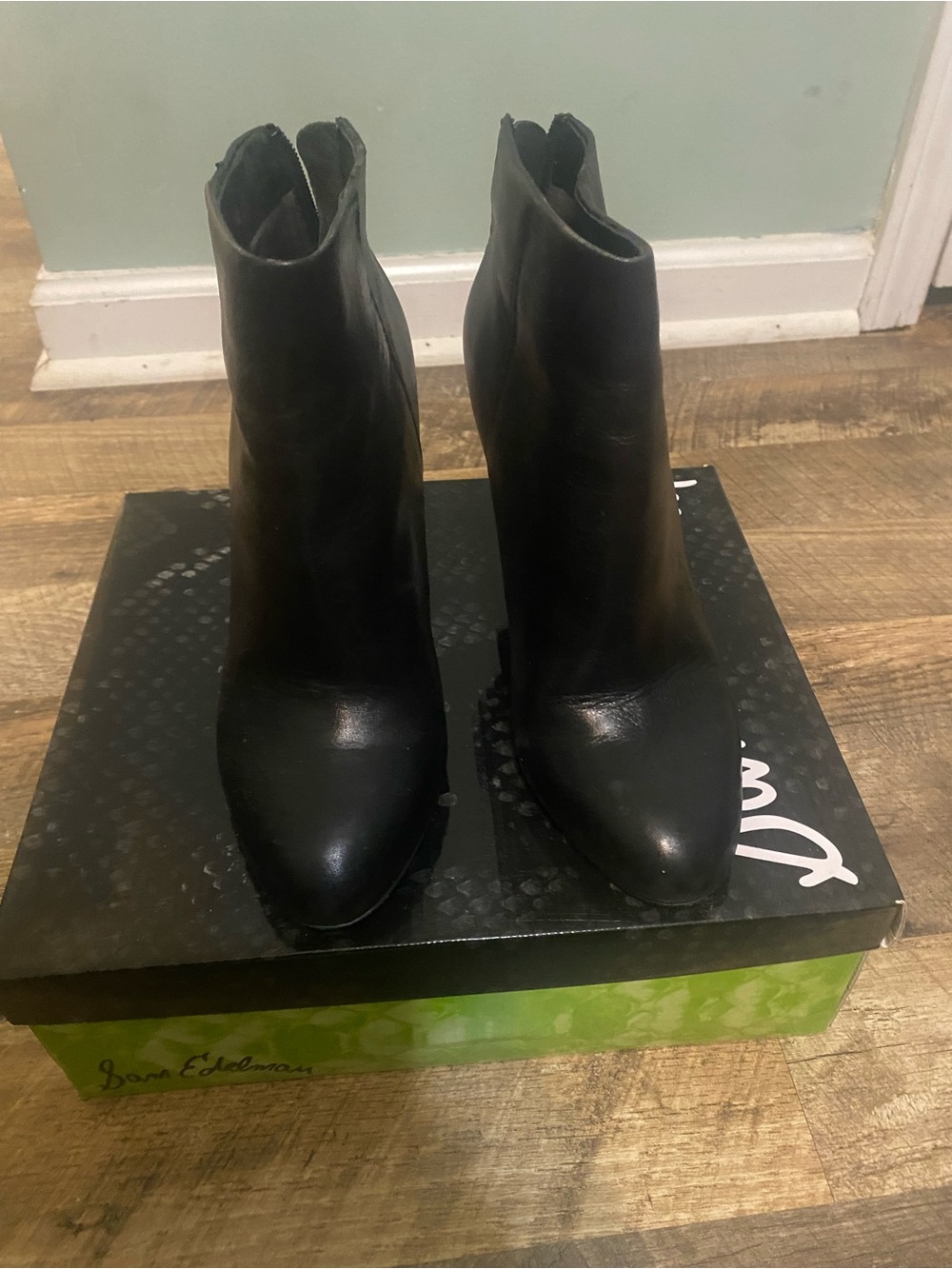Sam Edelman Black Leather Pointed Toe Booties